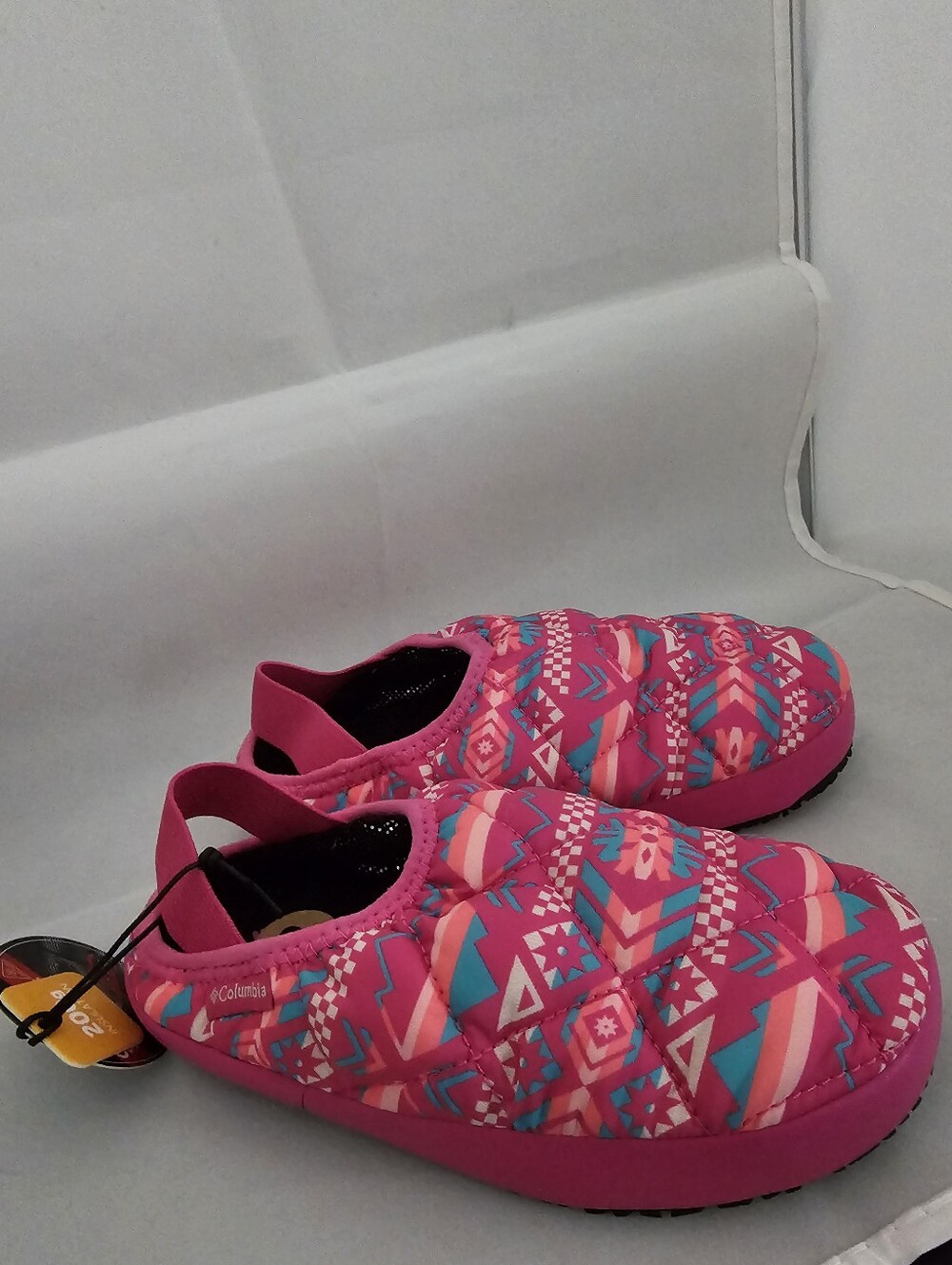 New Columbia Omni-Heat Kids Hot Pink Aztec Quilted Slip-On Mule Sz 12